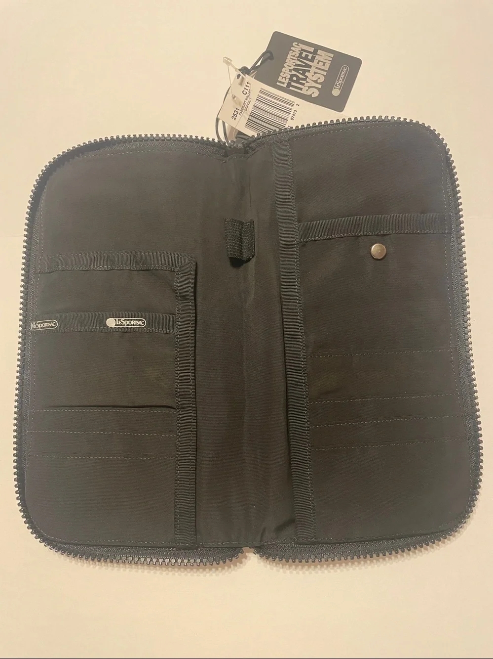 Lesportsac Olive Green and Black Zip Travel Wallet